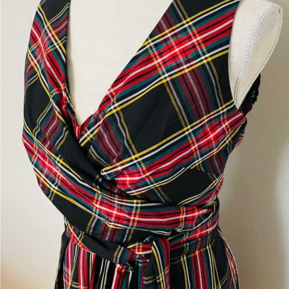 J. Crew V Neck Wrap Tartan Plaid Dress-6 - Picture 7 of 11